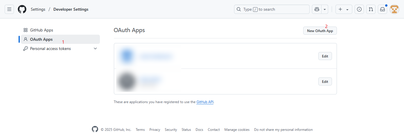 New OAuth App
