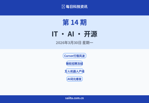 【第14期】每日科技资讯：Cursor自研模型打假、微软招聘冻结、万人机器人产线启用、AI词元爆发超美