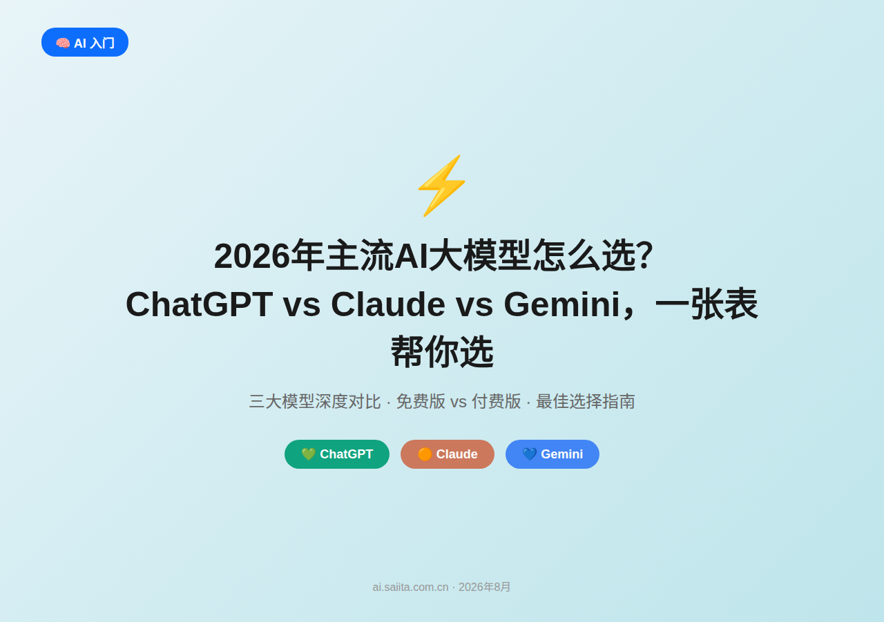 2026年主流AI大模型怎么选