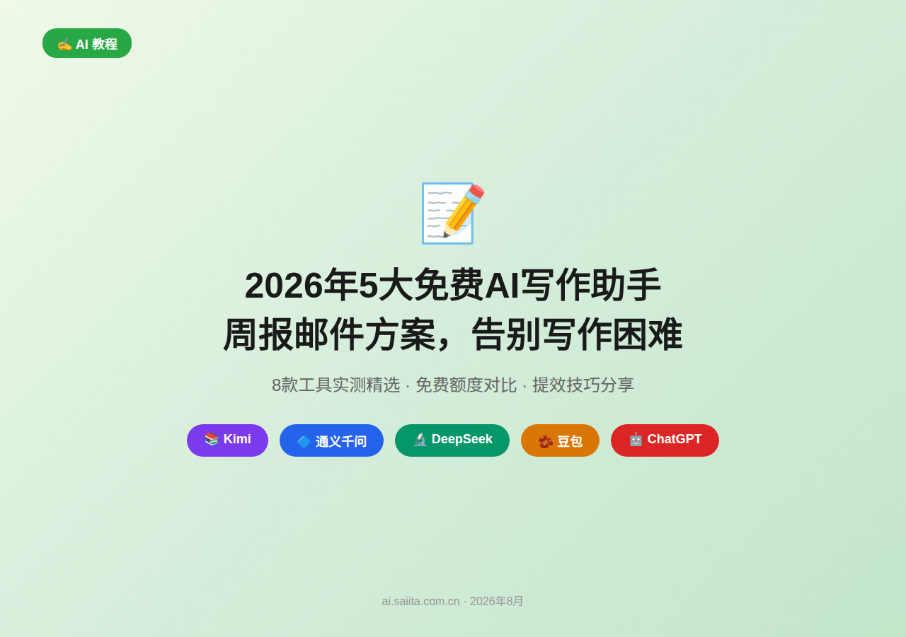 2026年5大免费AI写作助手